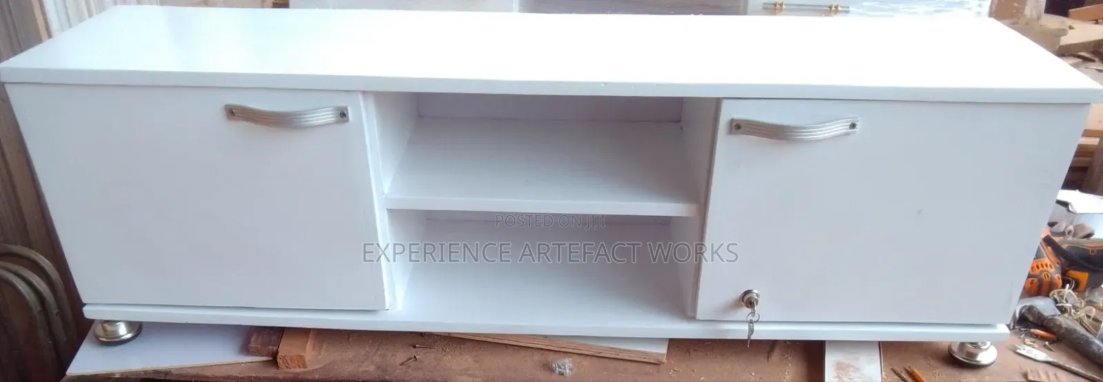 Decorative Cabinet With Silver and Gold Handle