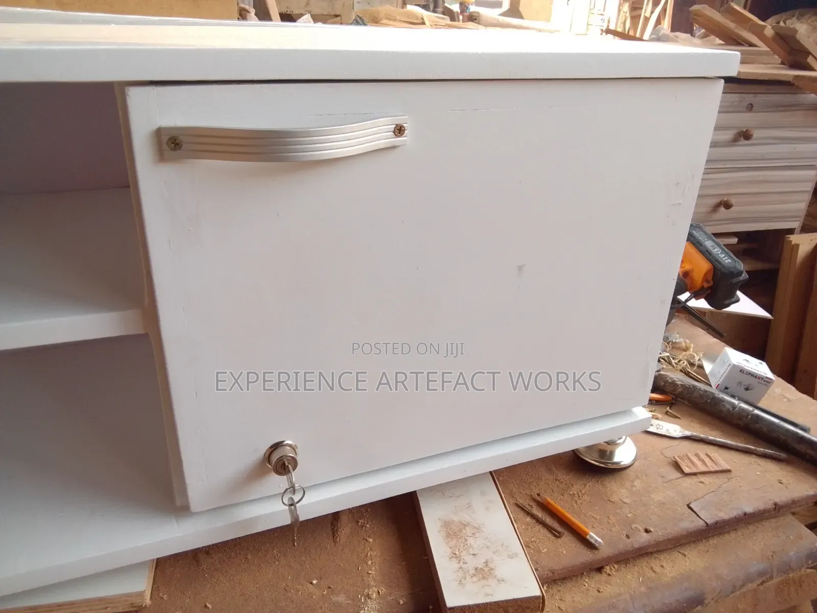 Decorative Cabinet With Silver and Gold Handle