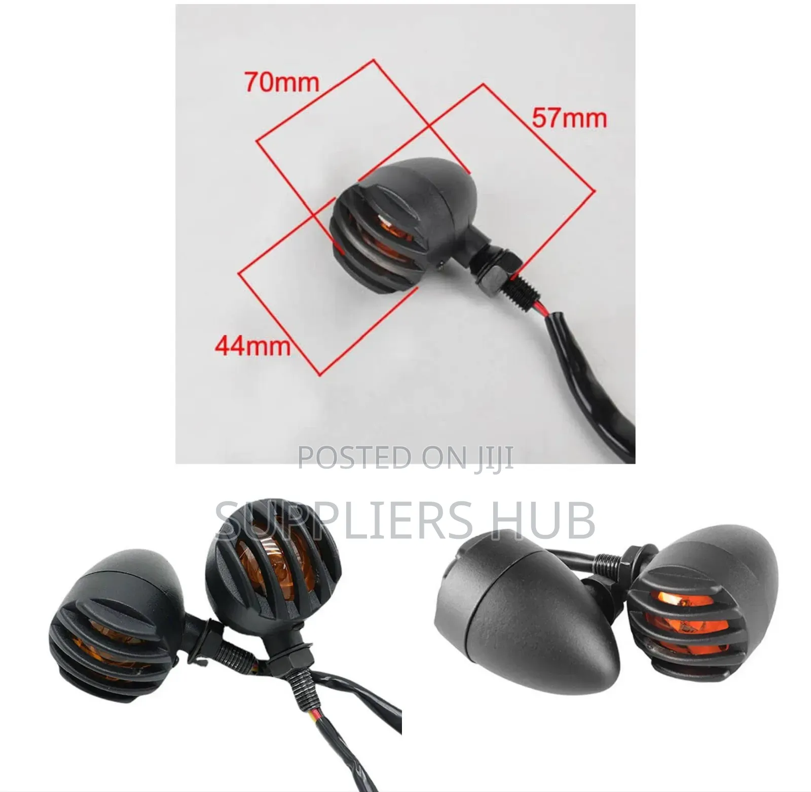 2pc Motorbike Signal Indicator Lights With Bulbs, Clamp and Screws