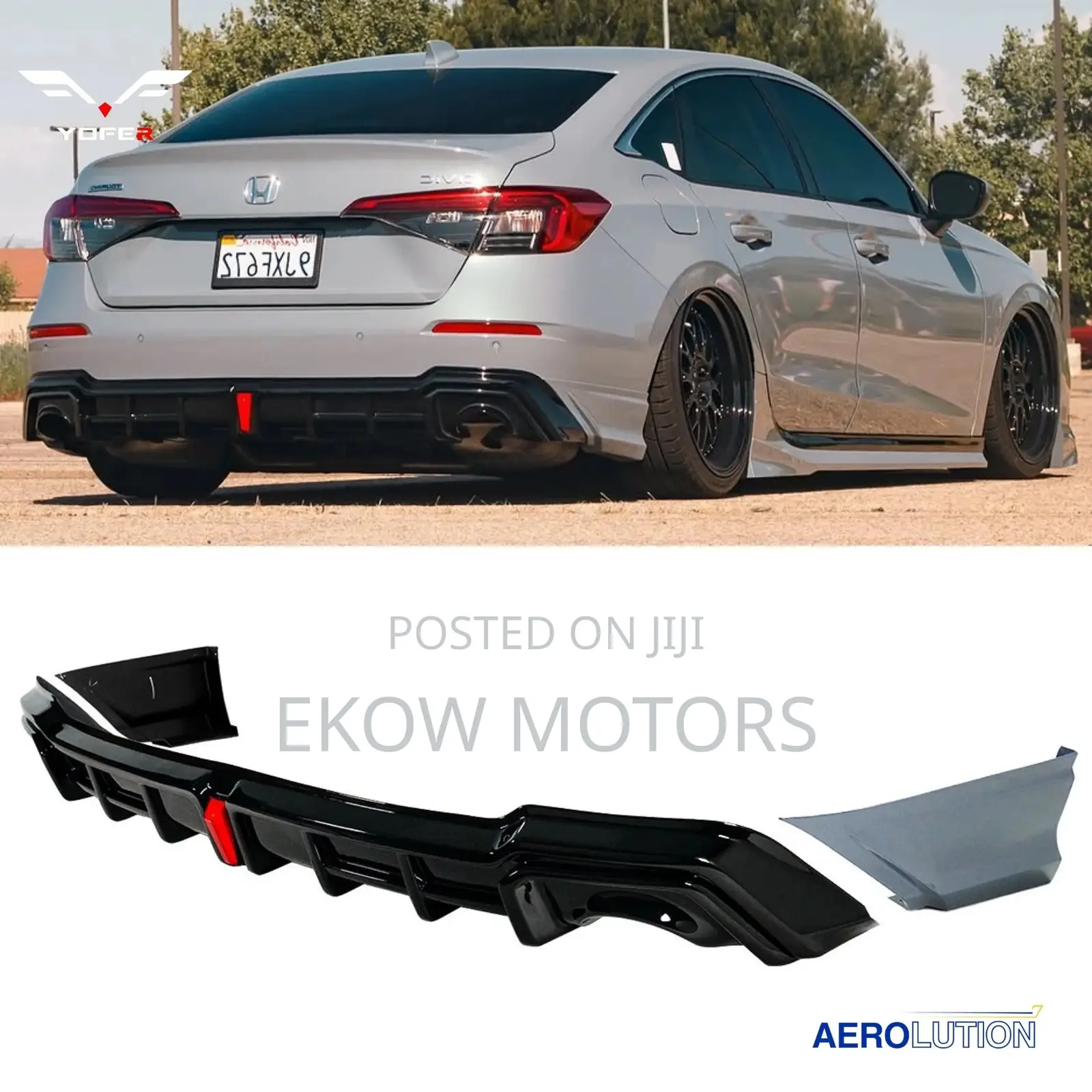2022-2025 Civic Back Bumper Diffuser With Brake Light
