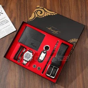 Men's Wallet Belt Bracelet Cufflinks Key Holder Watch Gift Set Box