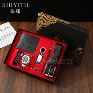 Men's Wallet Belt Bracelet Cufflinks Key Holder Watch Gift Set Box
