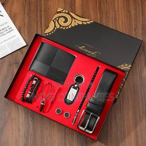 Men's Wallet Belt Necklace Bracelets Key Holder Cufflinks Gift Set Box