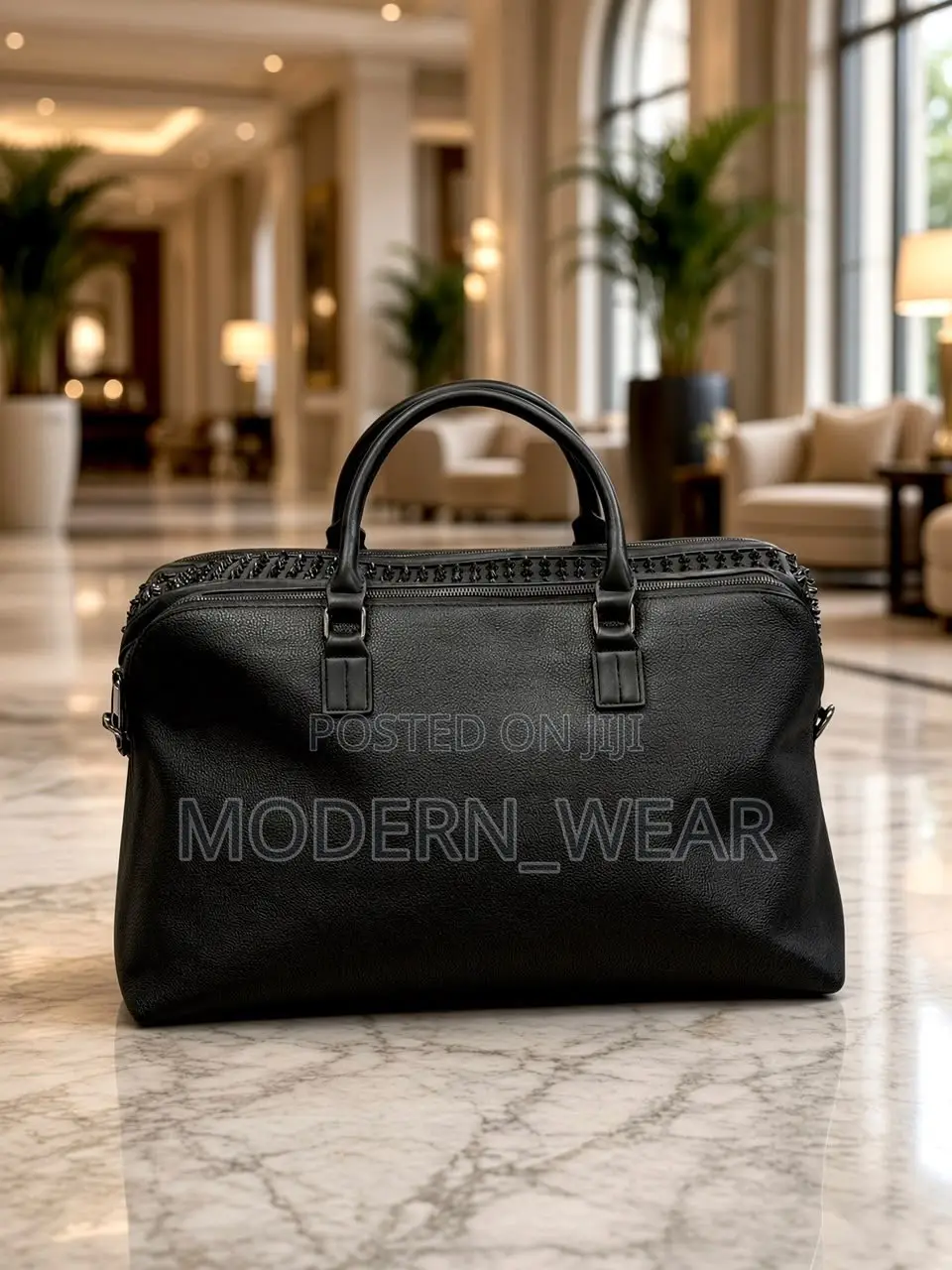 Solid Leather Mid Size Duffle Bags