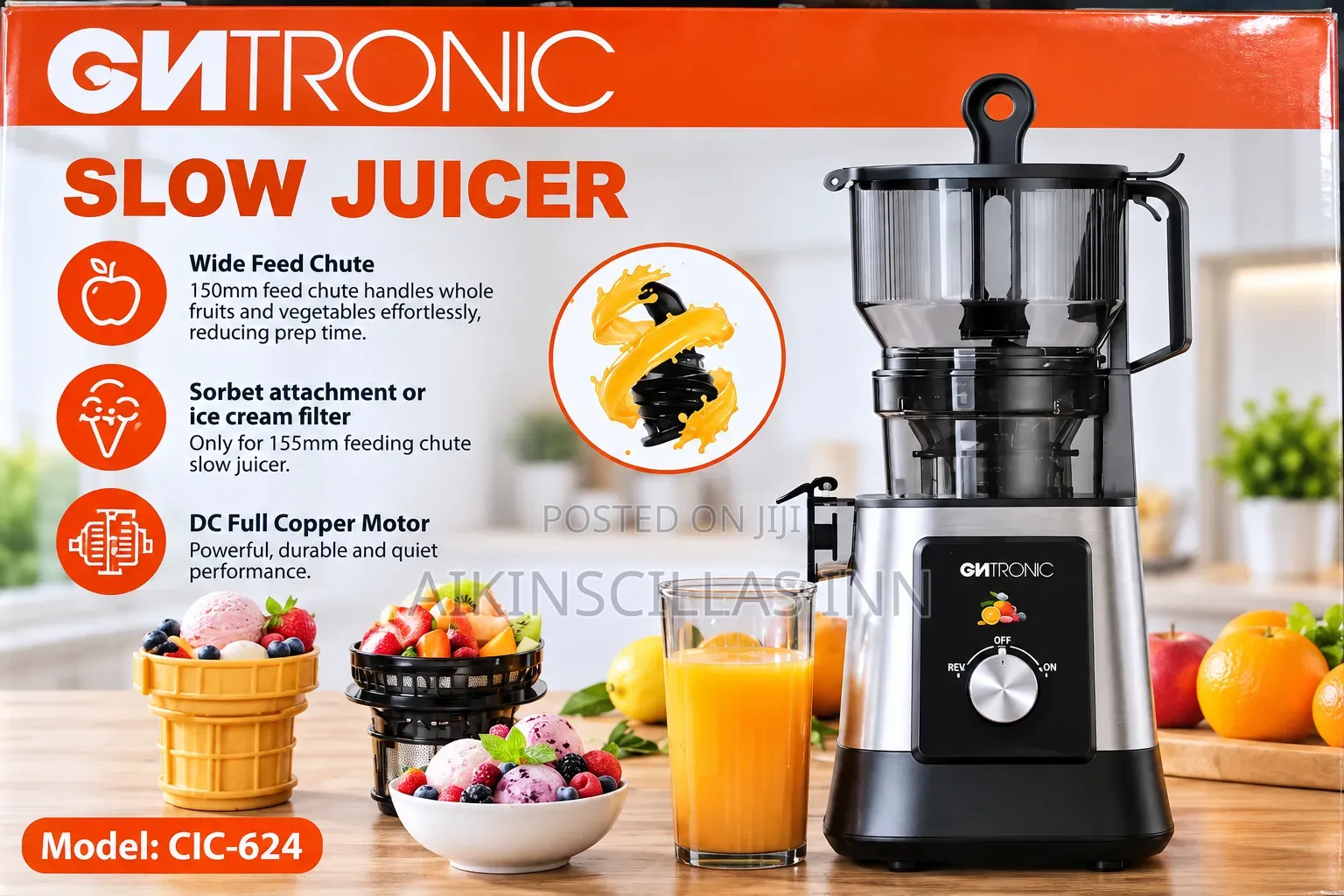 Cntronic Slow Juicer/Ice Cream Maker