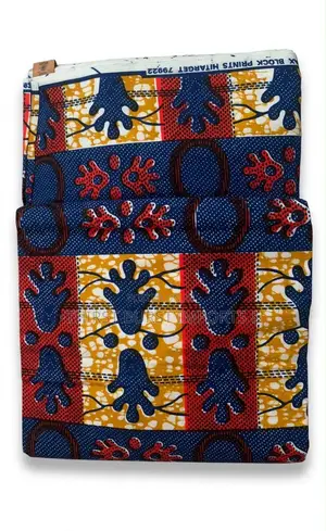 Original Hitarget Ankara 6 Yards - Blue Yellow Patchwork 79922