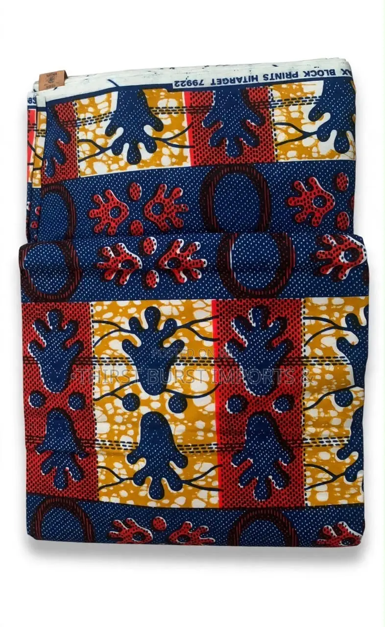 Original Hitarget Ankara 6 Yards - Blue Yellow Patchwork 79922