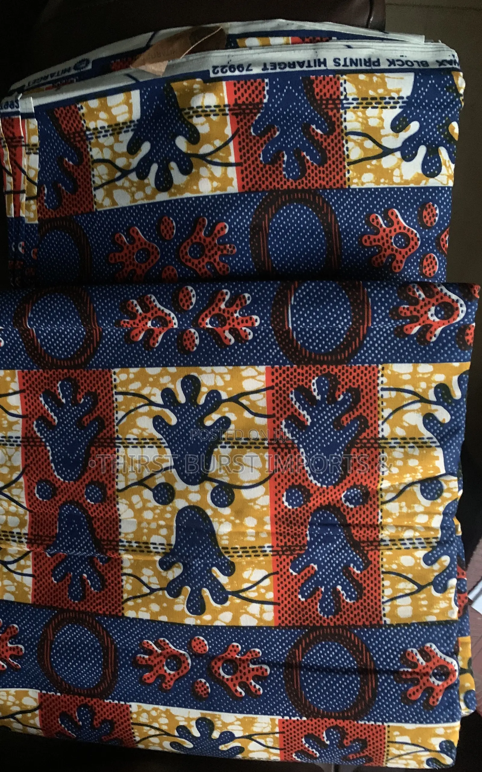 Original Hitarget Ankara 6 Yards - Blue Yellow Patchwork 79922