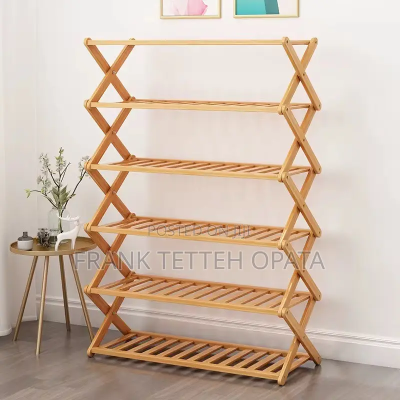 Foldable Bamboo Shoe Rack - 6-Tier