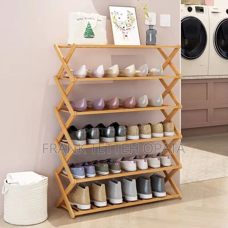 Foldable Bamboo Shoe Rack - 6-Tier