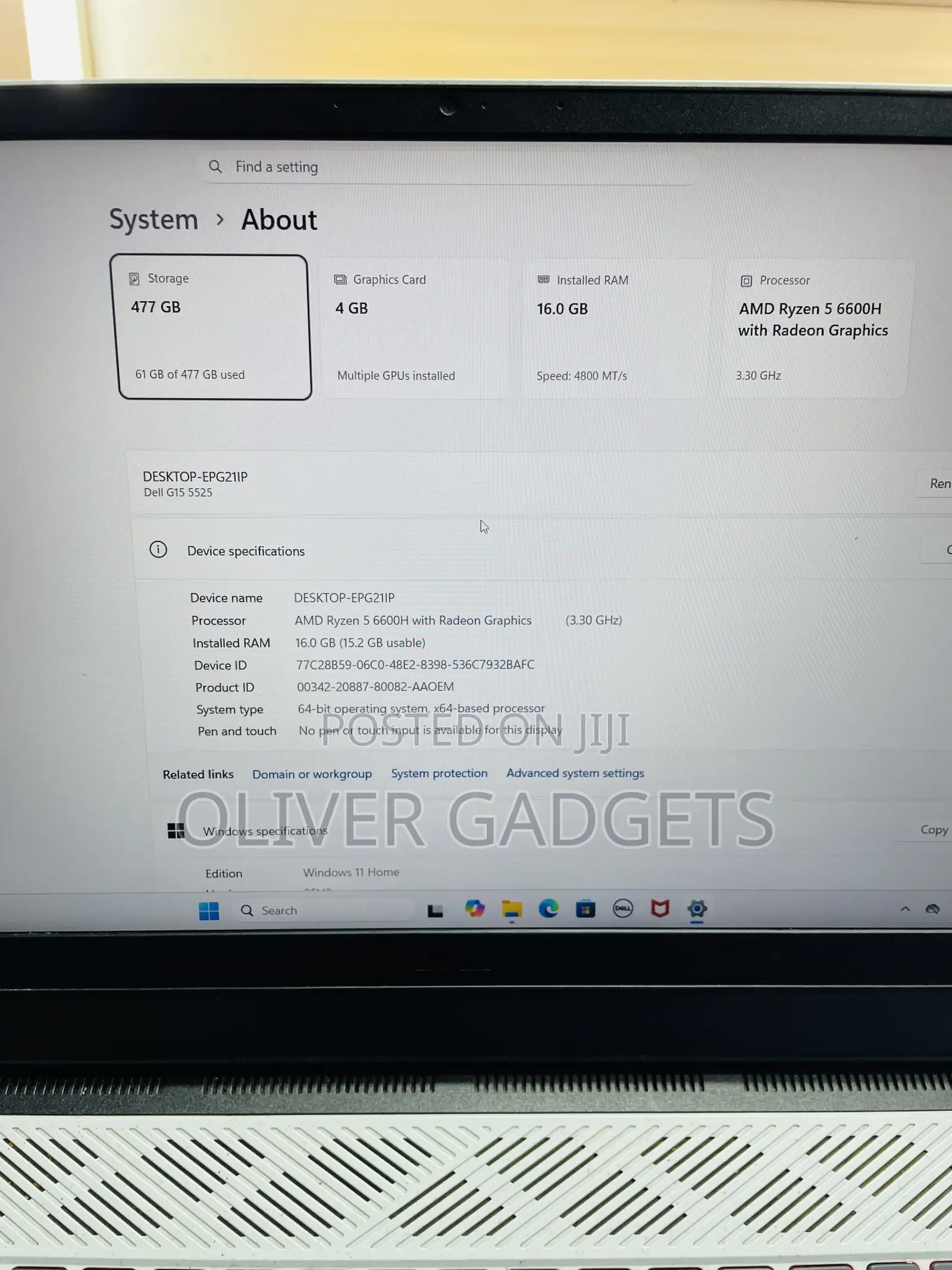 Laptop Dell G15 5525 16GB AMD Ryzen 5 SSD 512GB