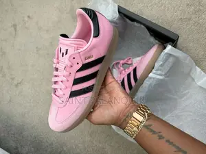 An Adidas Samba OG X Lionel Messi "Light Pink / Lucid Pink" Sneake
