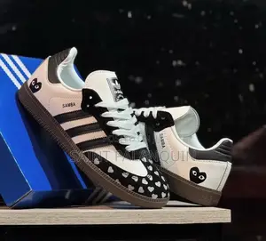 These Are White and Black Adidas Samba Sneakers Ft a Playful Heart