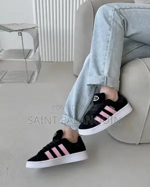 Adidas Campus 00s Sneakers a Black Suede Upper Bold Pink Three-Stripes