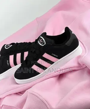 Adidas Campus 00s Sneakers a Black Suede Upper Bold Pink Three-Stripes