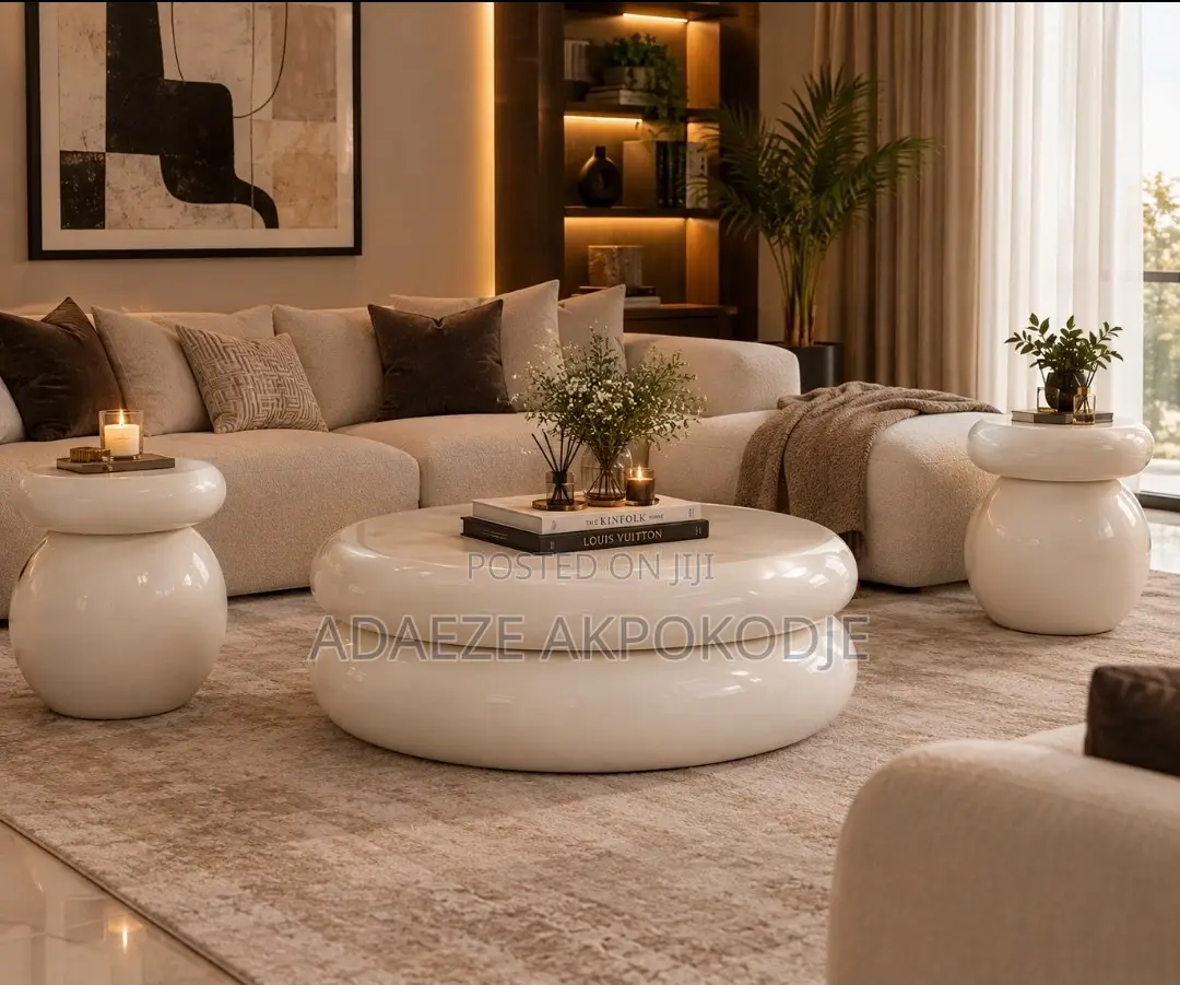 Modern 3-Piece Living Room Table Set: Centre Table + 2 Side Tables