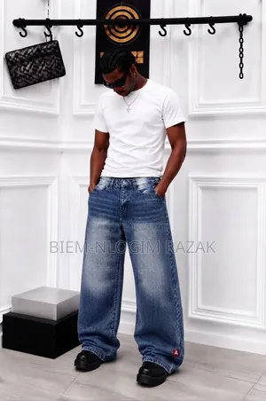 High Quality Denim Baggy Straight and Flare Jeans Available in Stock