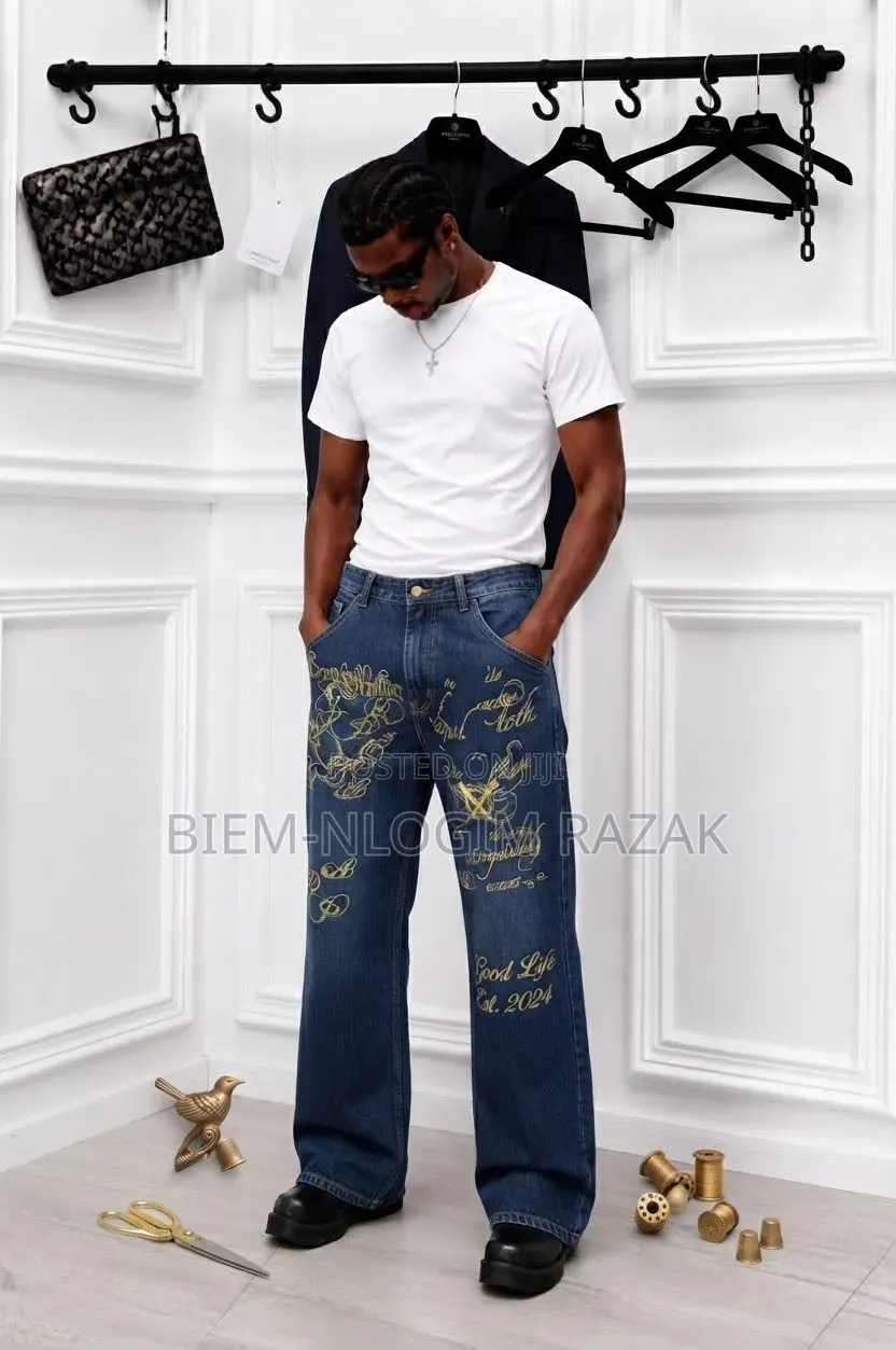 High Quality Denim Baggy Straight and Flare Jeans Available in Stock