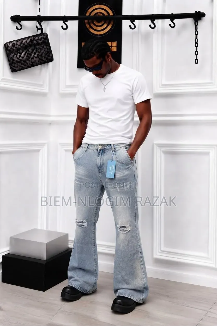 High Quality Denim Baggy Straight and Flare Jeans Available in Stock