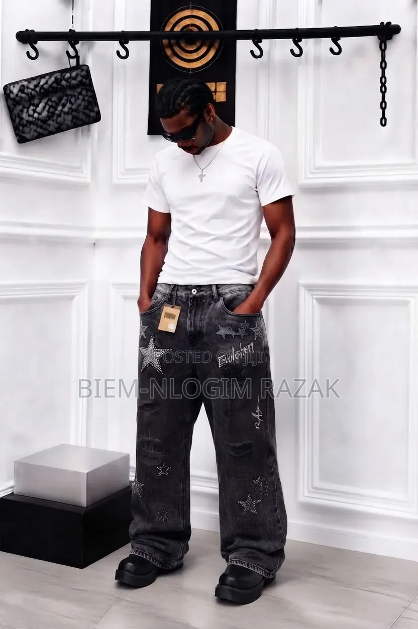 High Quality Denim Baggy Straight and Flare Jeans Available in Stock
