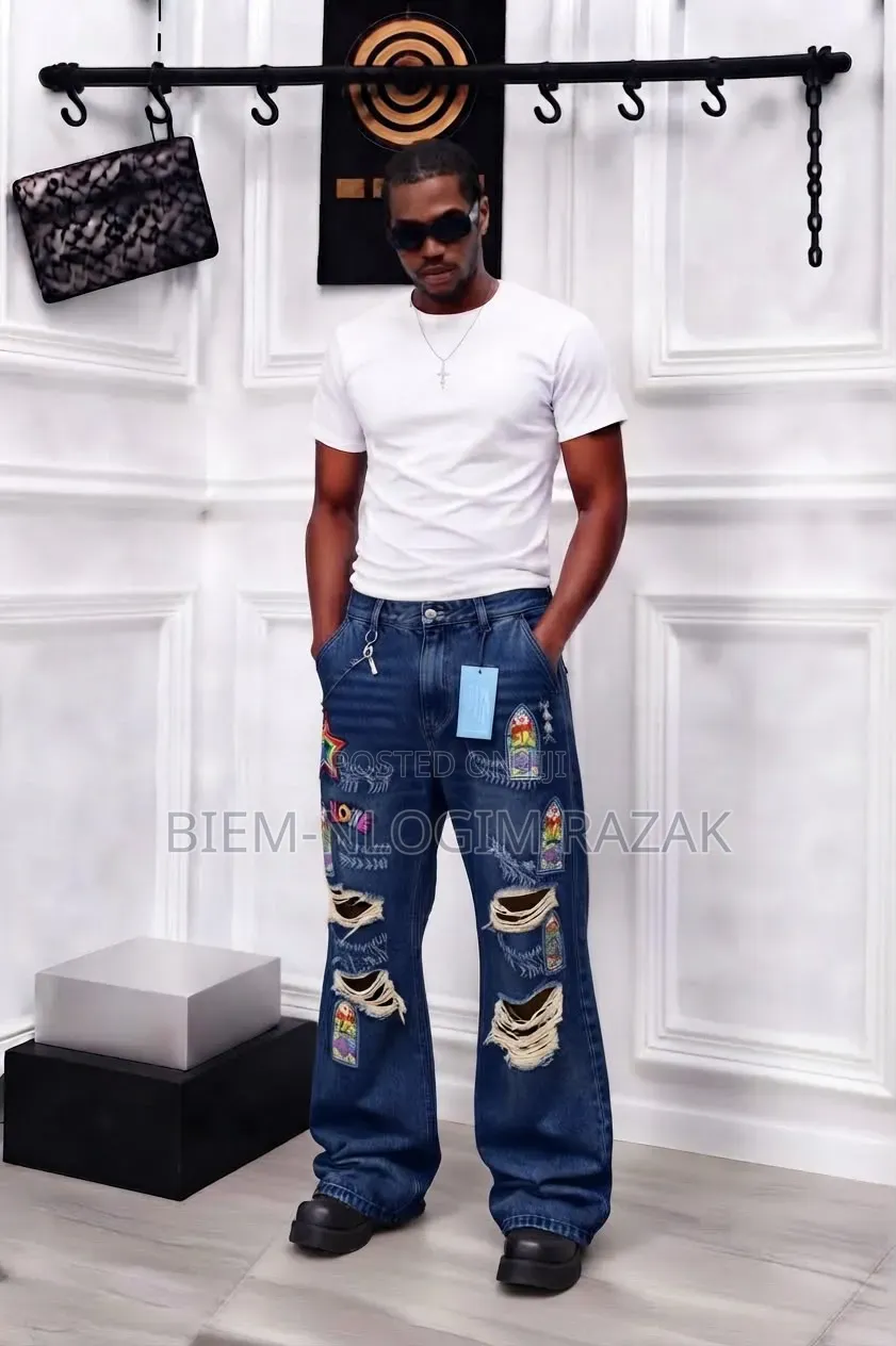 High Quality Denim Baggy Straight and Flare Jeans Available in Stock
