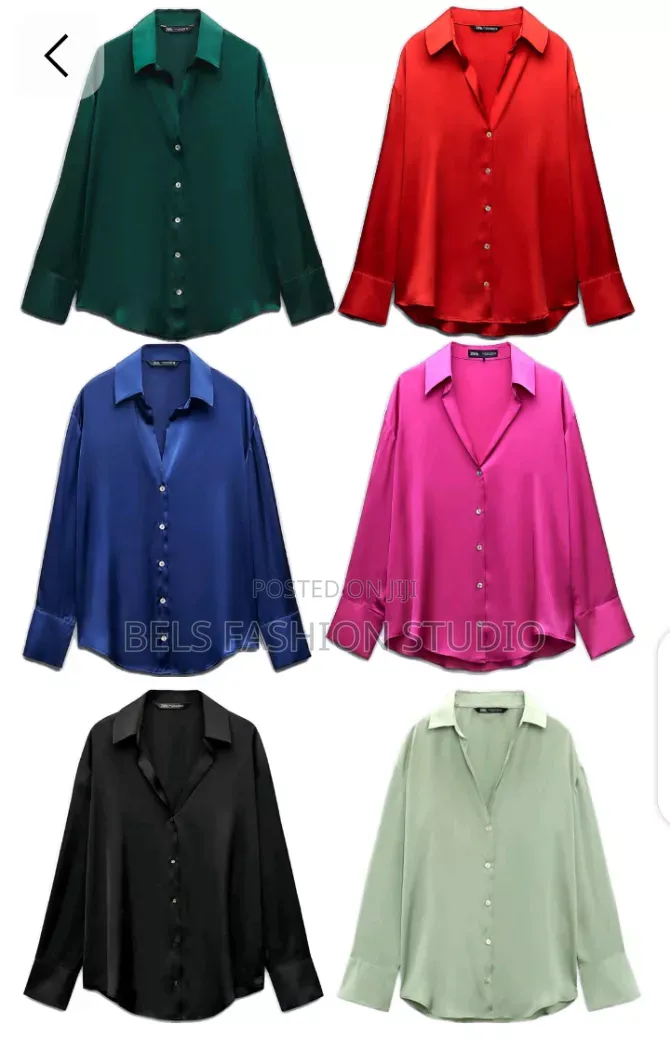 Oversized Satin Button-Down Shirt