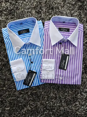 Ladies' Long-Sleeve Striped and Plain Cotton Shirt