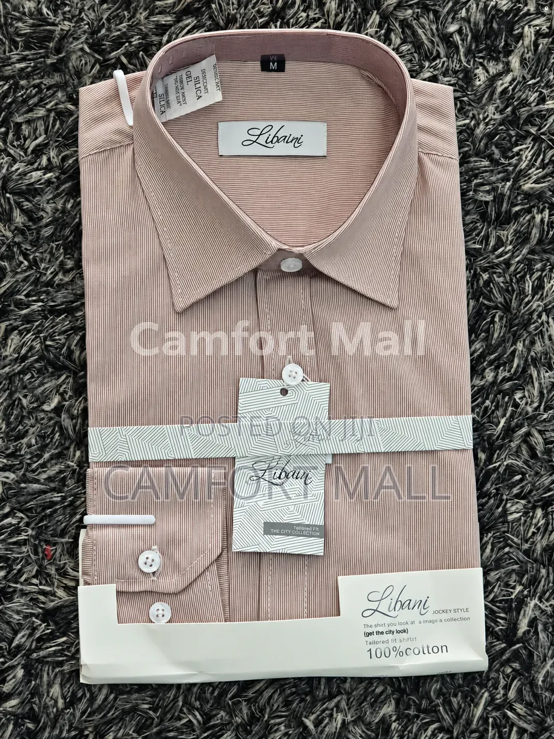 Men's Long-Sleeve Striped and Plain Cotton Shirts