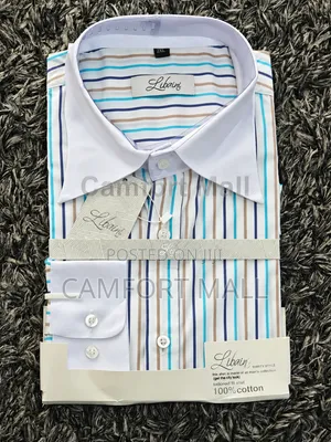 Men's Long-Sleeve Striped and Plain Cotton Shirts