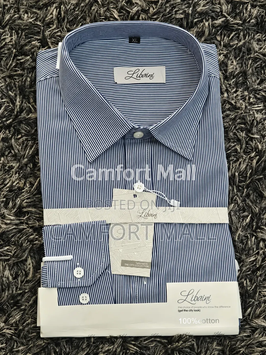 Men's Long-Sleeve Striped and Plain Cotton Shirts