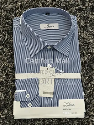 Men's Long-Sleeve Striped and Plain Cotton Shirts
