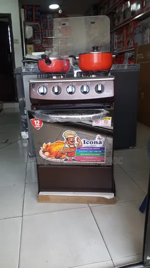 Icona 4 Burner Gas Oven+ Non Stick Cook Pot