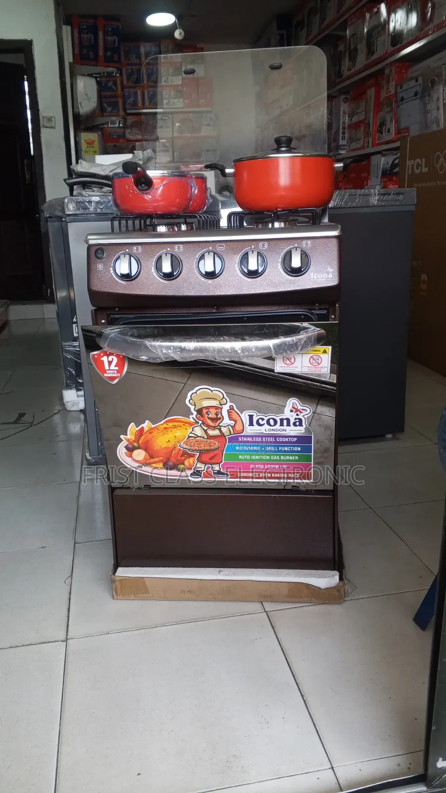 Icona 4 Burner Gas Oven+ Non Stick Cook Pot