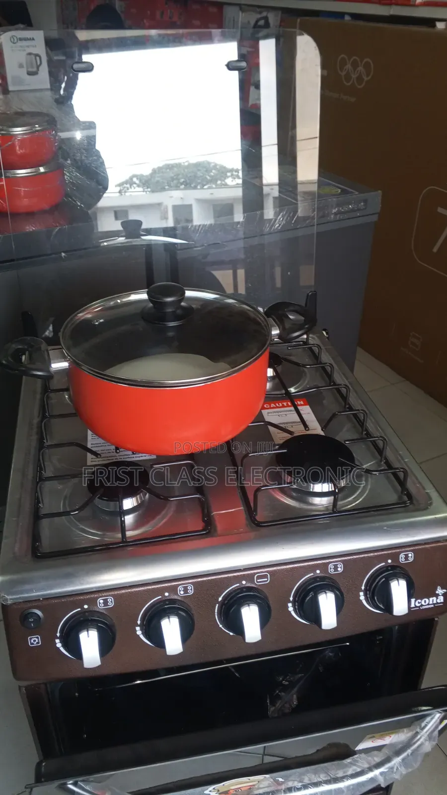 Icona 4 Burner Gas Oven+ Non Stick Cook Pot