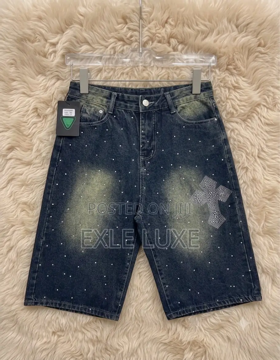 Rhinestone Cross Denim Jorts