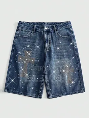 Rhinestone Cross Denim Jorts