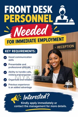 Female or Male Front Desk Needed