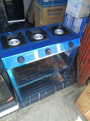 Nasco 3 Burner Gas Stove W/Stands and Shelves