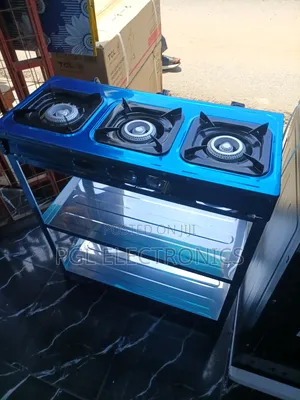 Nasco 3 Burner Gas Stove W/Stands and Shelves