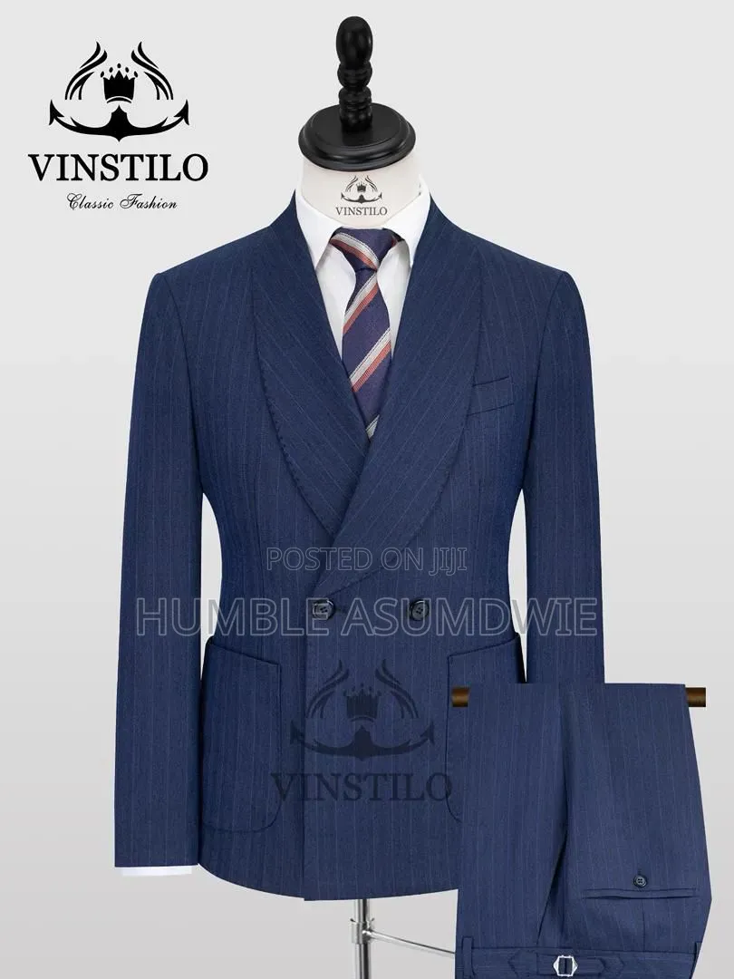 Striped Double-Breasted Suit for Executive