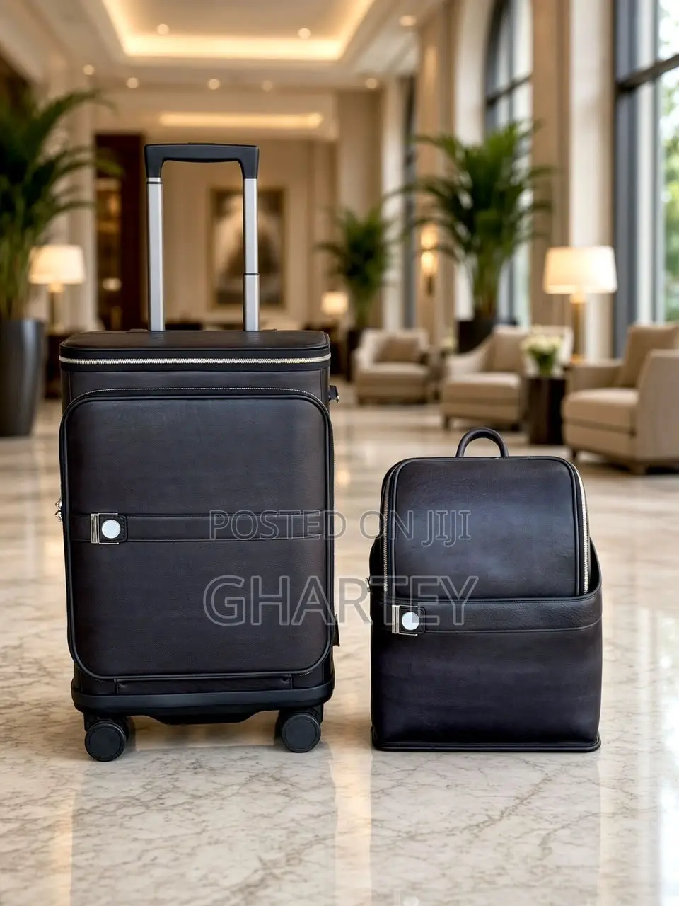 Luxury 2-Piece Travel Luggage Set –Premium Leather Carry-on Backpack