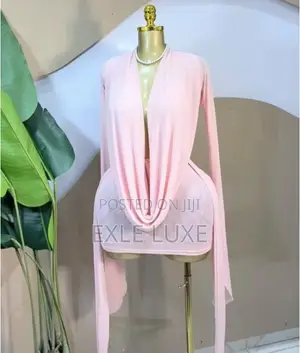 Pink Mesh Cowl Neck Mini Dress