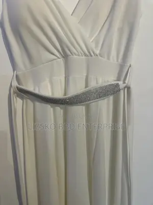 White Maxi Dress Featuring a v-Neck Wrap Bodice