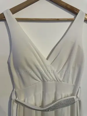 White Maxi Dress Featuring a v-Neck Wrap Bodice