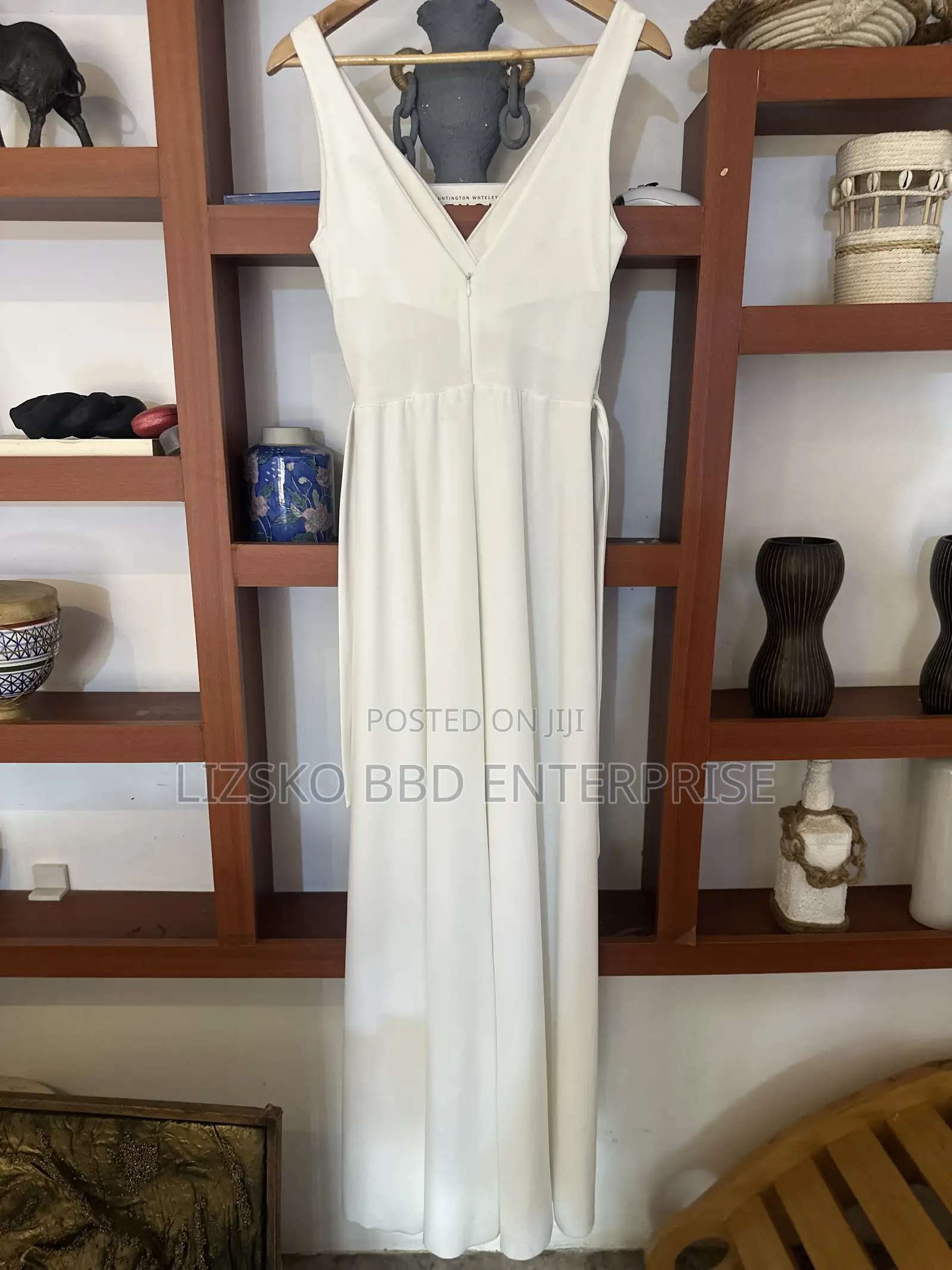 White Maxi Dress Featuring a v-Neck Wrap Bodice