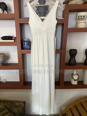 White Maxi Dress Featuring a v-Neck Wrap Bodice