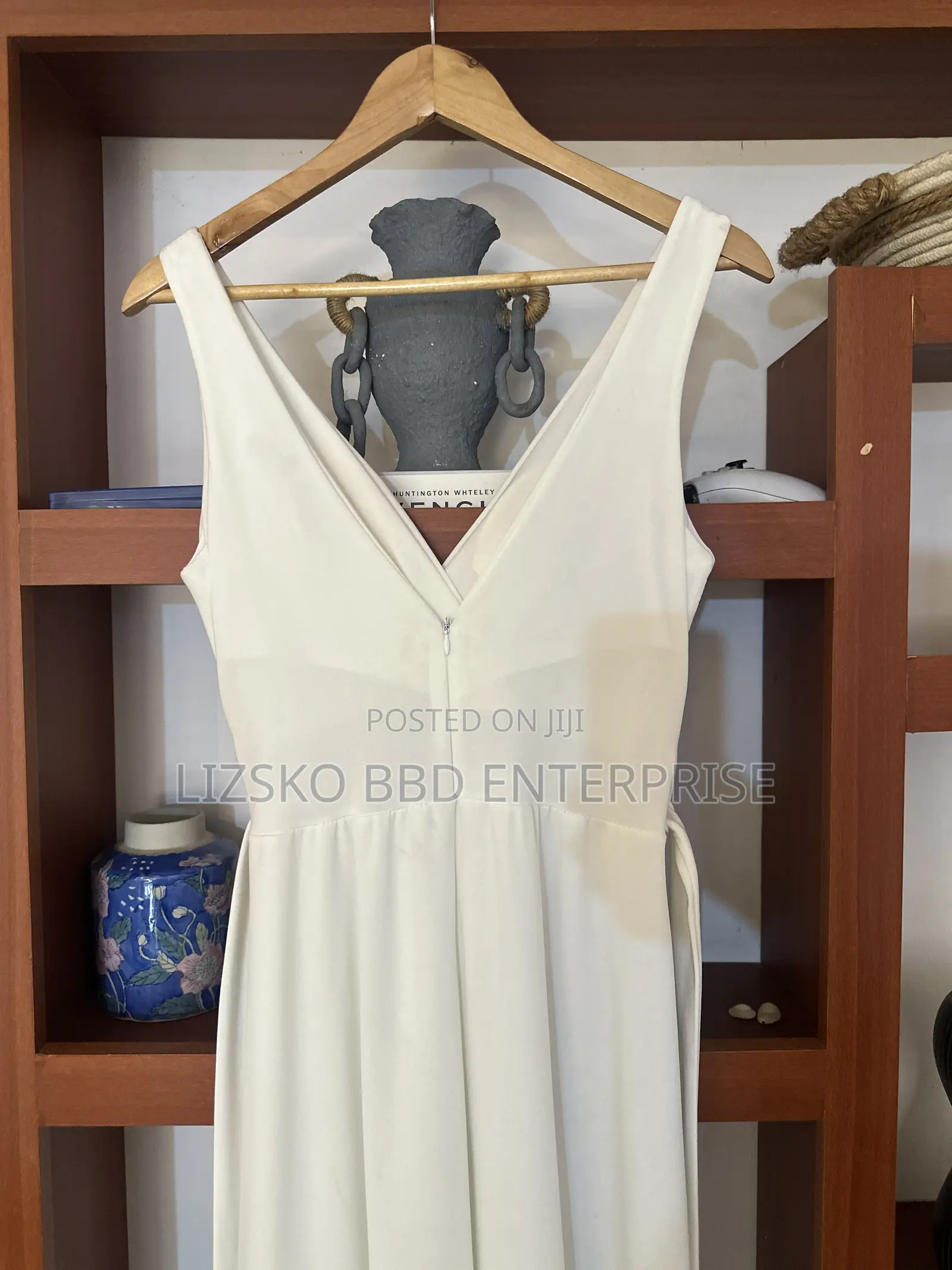 White Maxi Dress Featuring a v-Neck Wrap Bodice