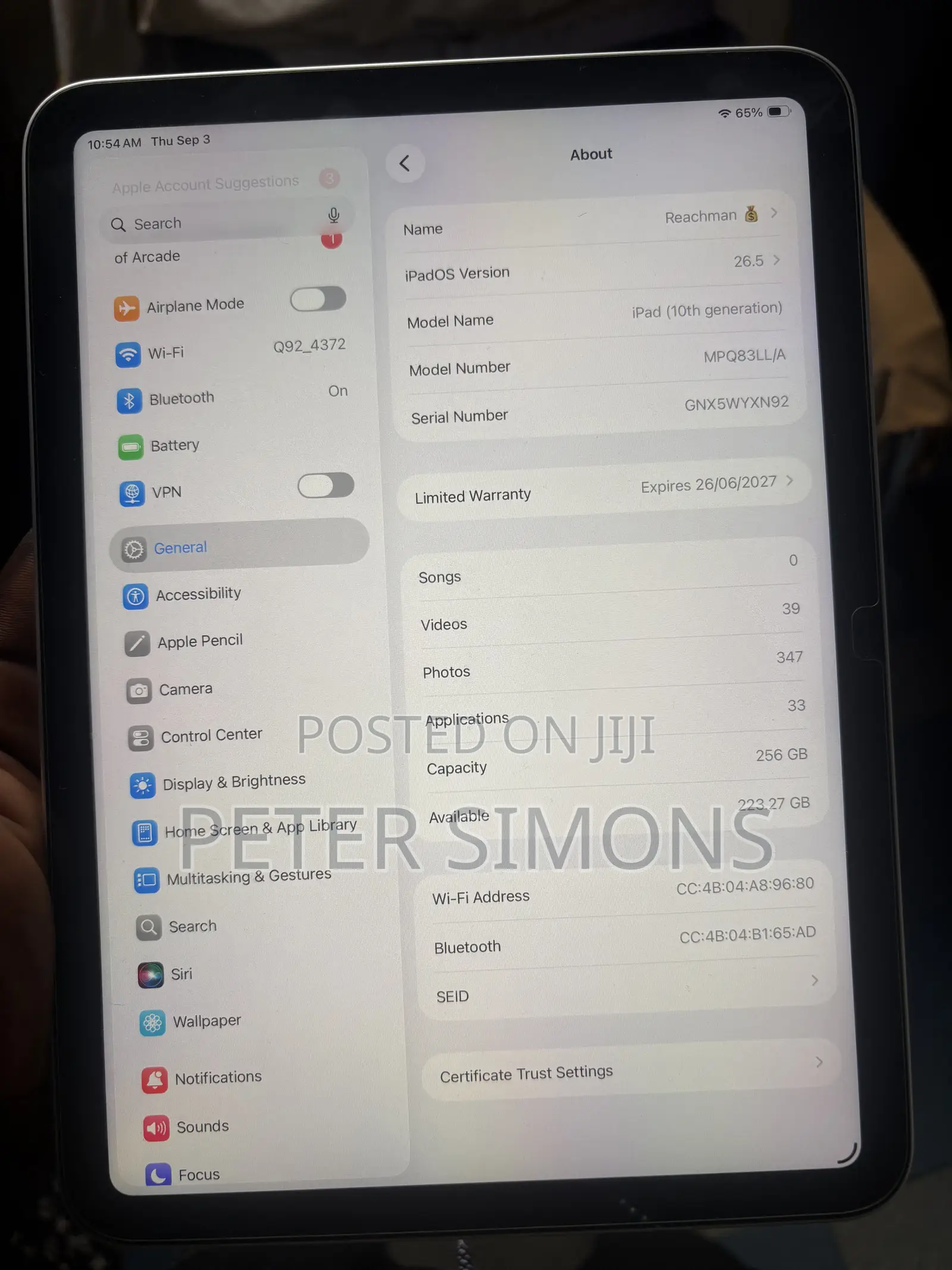 Apple iPad 10.2 (2020) Wi-Fi 256 GB Gray