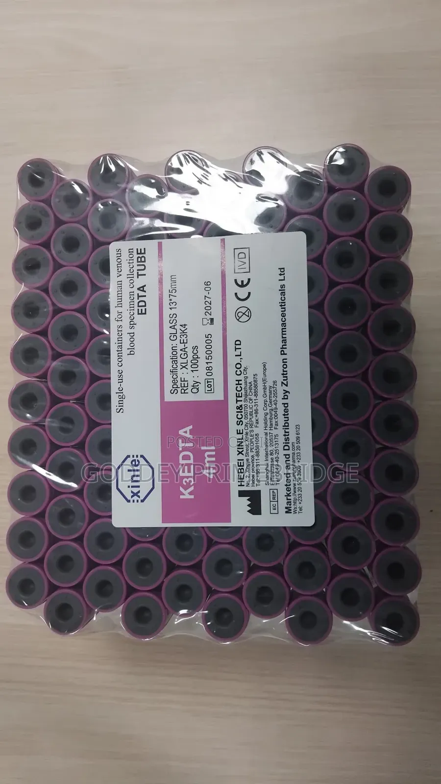 Edta Tubes 4mls - 100pcs Purple Top
