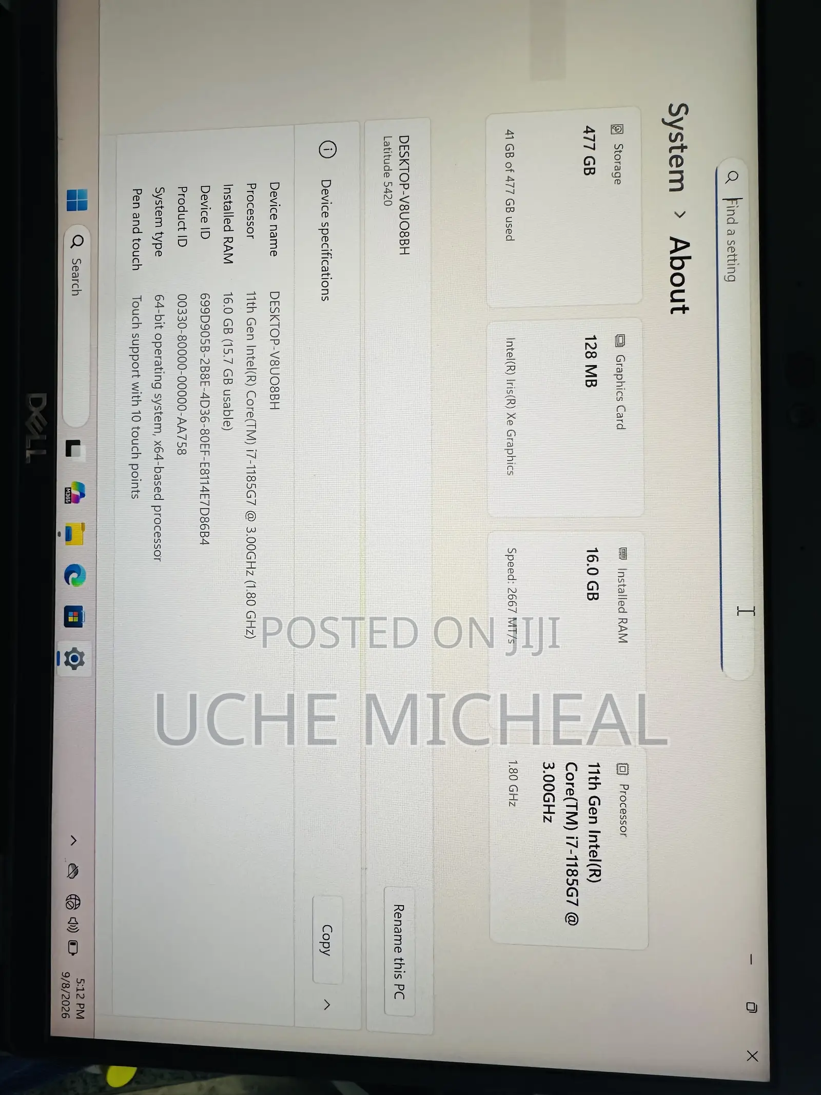 Laptop Dell Latitude 5420 16GB Intel Core i7 SSD 512GB